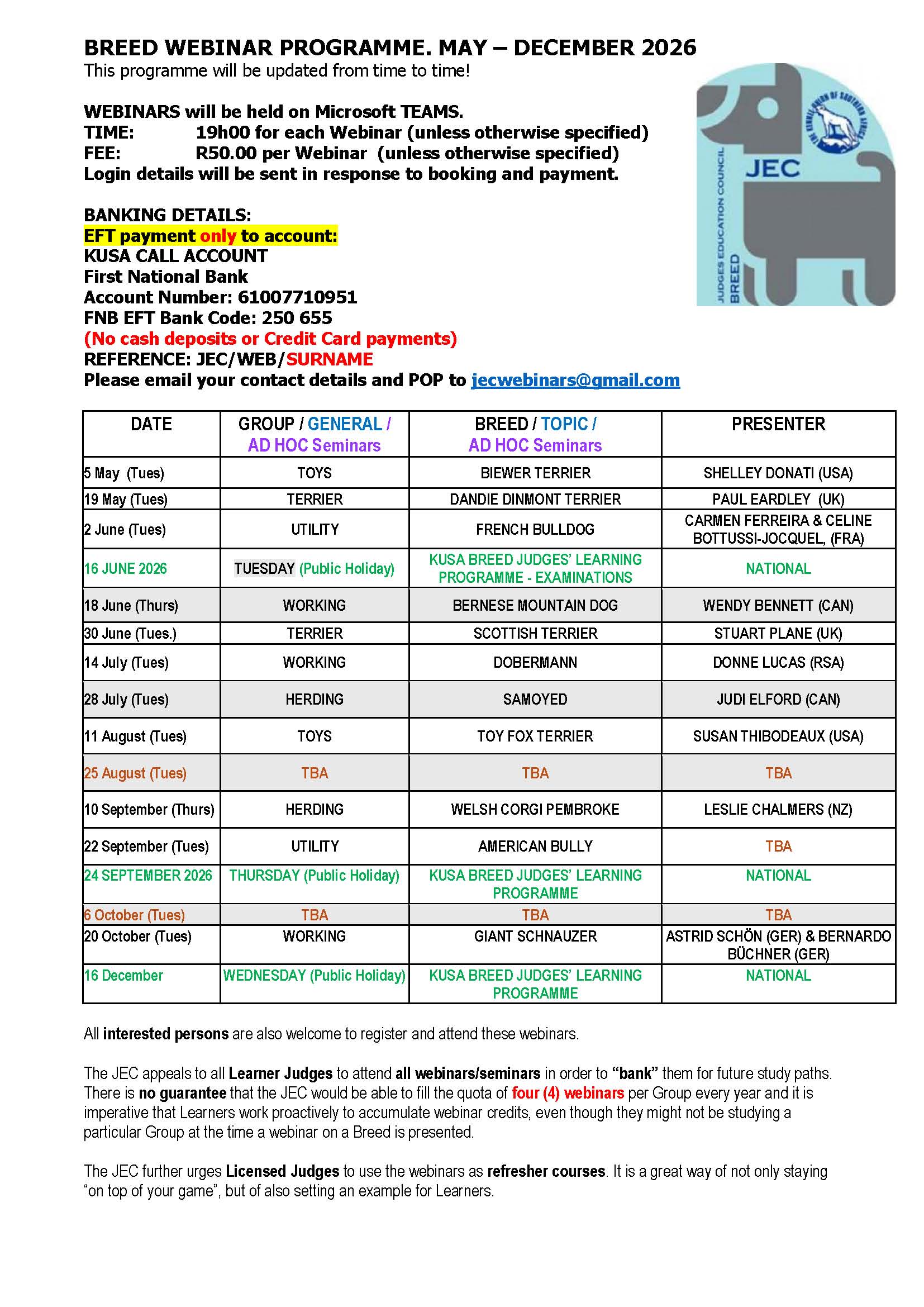 2026 JEC WEBINAR PROGRAMME   MAY   DECEMBER 2026
